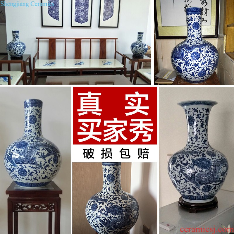 Master of jingdezhen blue and white porcelain ceramic vase hand-painted mei bottles of modern home decoration mountains scenery of jiangnan furnishing articles