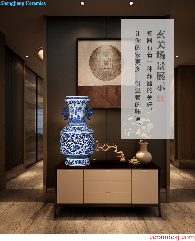 Sz - 035 blue and white porcelain of jingdezhen ceramics jiangnan spring scenery of large vase home sitting room adornment is placed