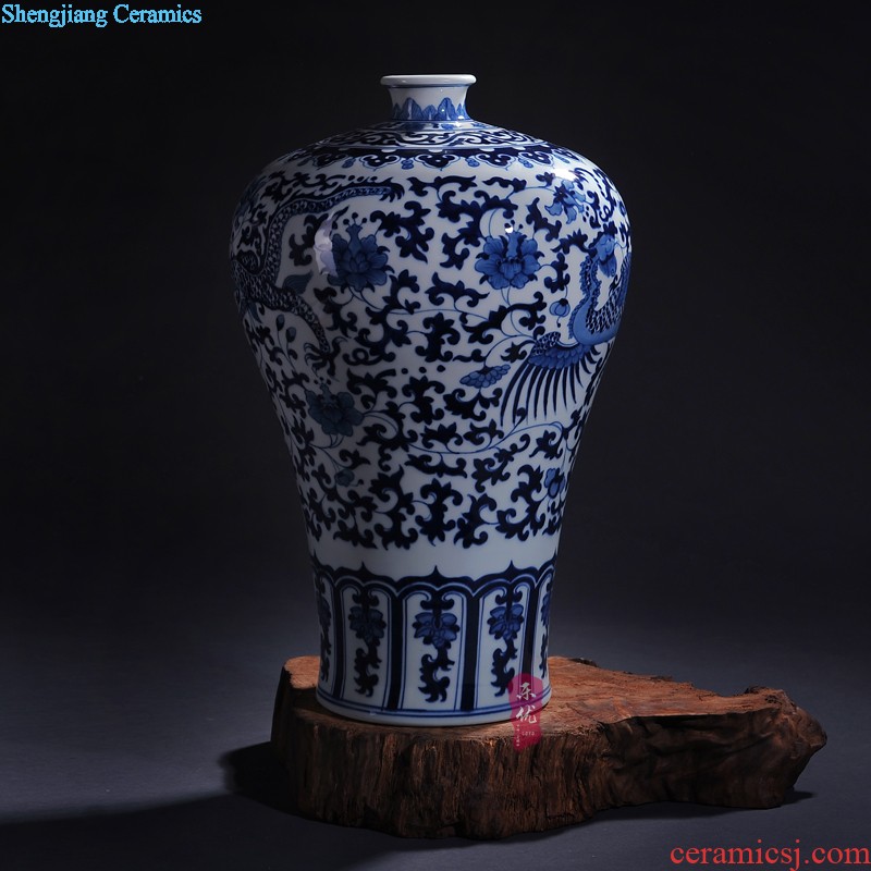 Jingdezhen ceramics vase Wang Yunxi hand-painted success of blue and white porcelain Contemporary sitting room handicraft furnishing articles