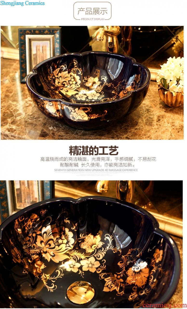 Post, neat square lavabo square stage basin flood golden flower bath art basin basin ceramic lavatory basin