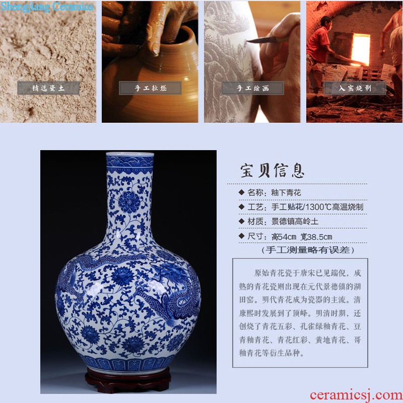 Jingdezhen ceramics Archaize bucket color landscape of blue and white porcelain vase flower implement Chinese style living room handicraft furnishing articles