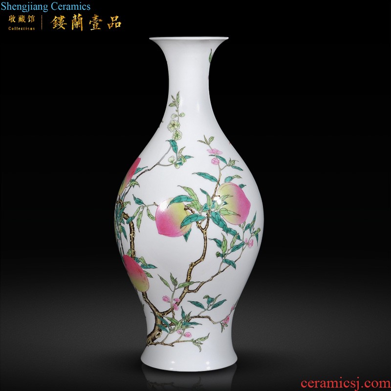 Jingdezhen imperial kiln chinaware imitation qianlong pastel blue to tie up branch flowers lines double yan ear tank aquarium furnishing articles in the living room