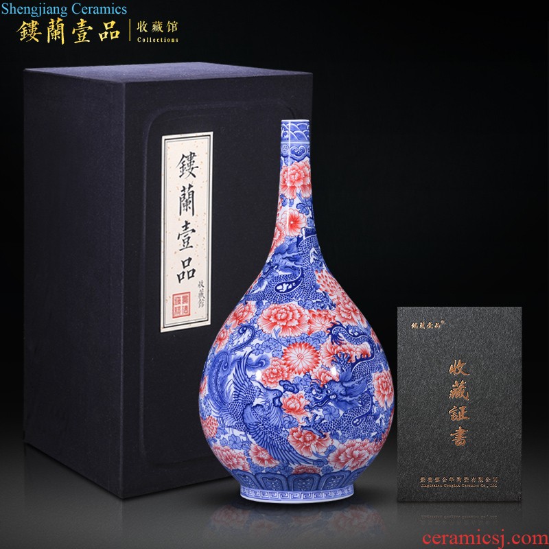 Jingdezhen ceramics hand-painted famille rose flower vase creek in qingkuang new Chinese style household adornment TV furnishing articles