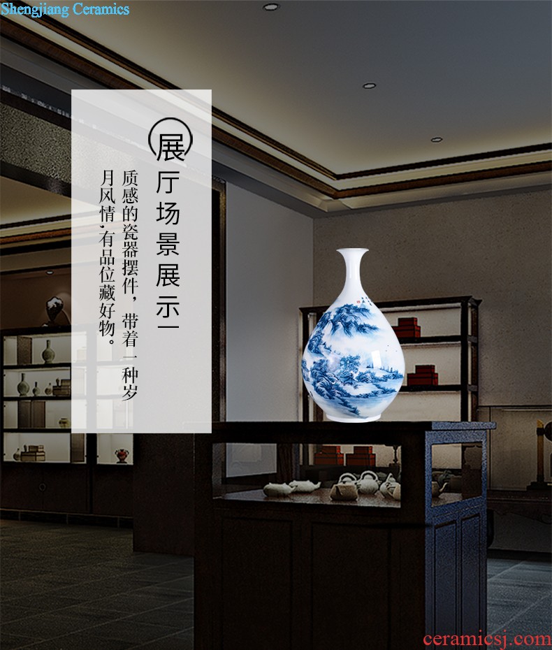 D2 jingdezhen ceramics binaural high landing big vase furnishing articles flower arranging archaize sitting room decoration home decoration