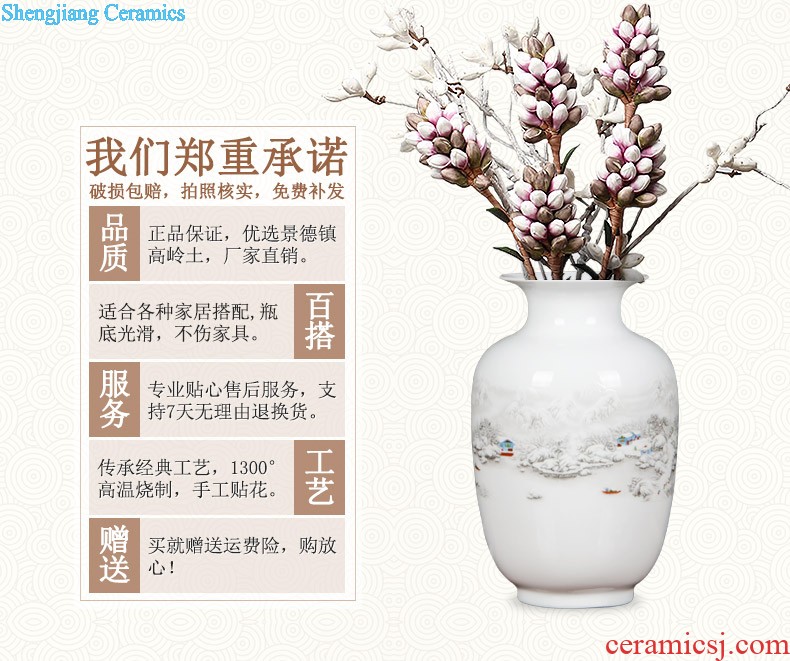 Jingdezhen ceramics three-piece floret bottle of Chinese style household living room TV cabinet decoration crafts are arranging flowers