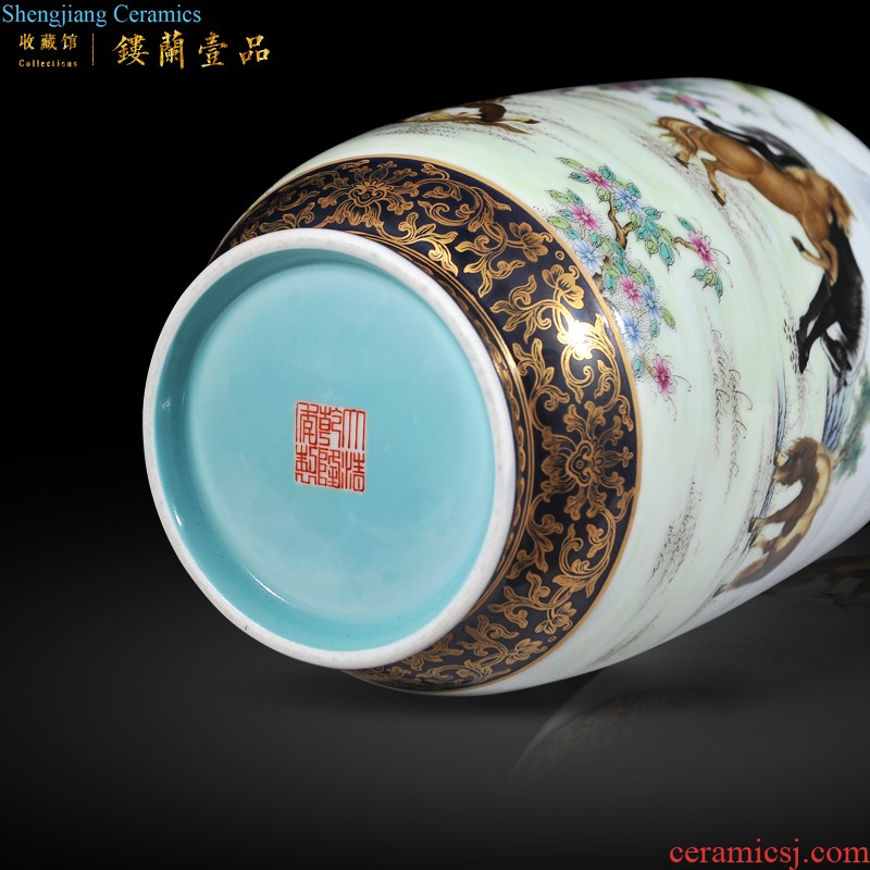 Jingdezhen imperial kiln chinaware imitation qianlong the blue colour and grain volume collection of mouth vase sitting room adornment furnishing articles