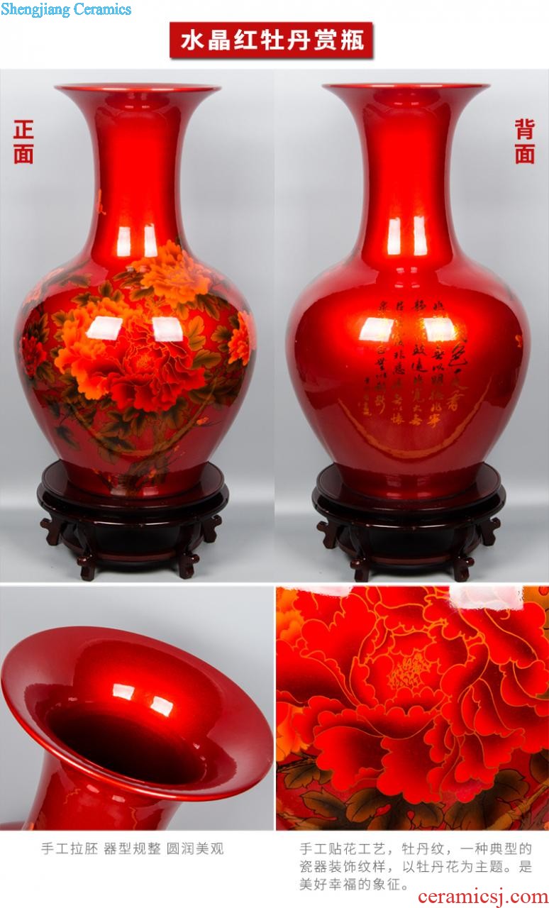 Jingdezhen ceramics high vases, flower arranging ruby red bottle gourd landing place large e084 sitting room porch decoration