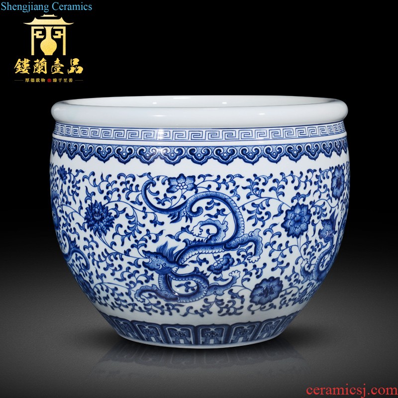 Jingdezhen ceramics imitation qing qianlong blue-and-white longfeng celestial large vases, Chinese style living room home furnishing articles