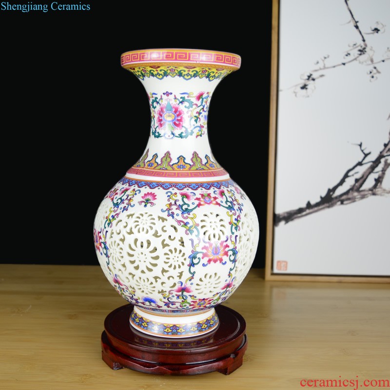 Jingdezhen crystalline glaze ceramic vase dried flowers flower arrangement sitting room european-style table creative household soft adornment is placed