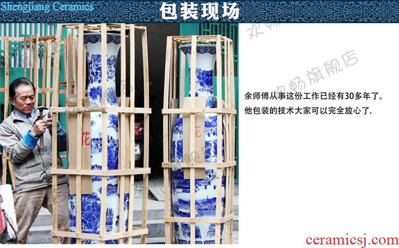 Jingdezhen ceramic hand-painted hand-carved peony vases of dry flower arranging home sitting room porch decoration furnishing articles