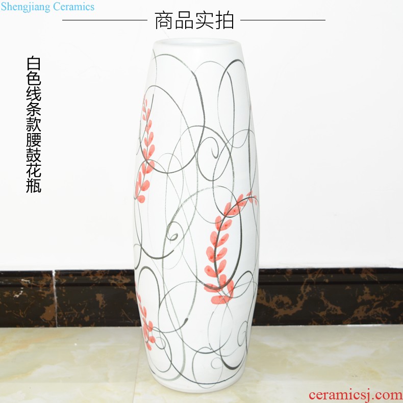 Jingdezhen ceramics hand-painted lotus flower vase Chinese style living room TV cabinet porch household adornment handicraft furnishing articles