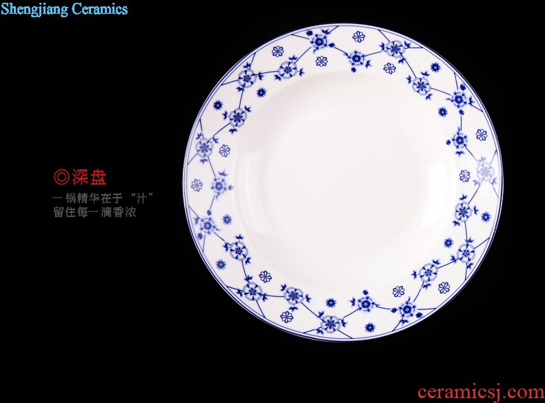 inky Jingdezhen ceramic tableware dishes suit 56 of the head of household bone bowls dish bowl chopsticks Chinese style