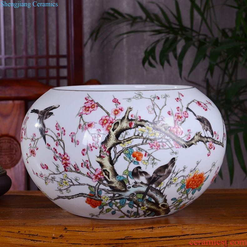 Large vase large hand-painted porcelain of jingdezhen ceramics new Chinese style household living room TV cabinet decoration