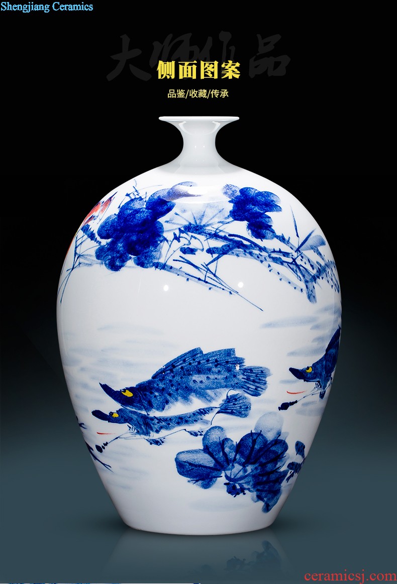 Jingdezhen ceramic hand-painted large blue and white porcelain vase Lin He spring sitting room adornment TV setting wall furnishing articles