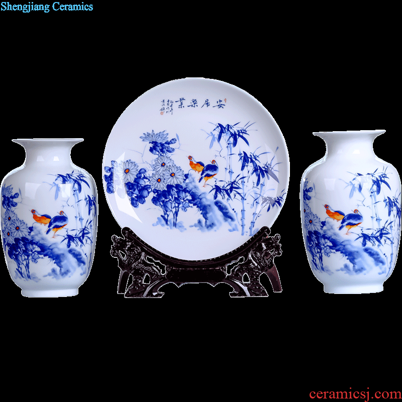 Jingdezhen ceramics modern three-piece floret bottle of flower arrangement, sitting room of Chinese style household decorations crafts