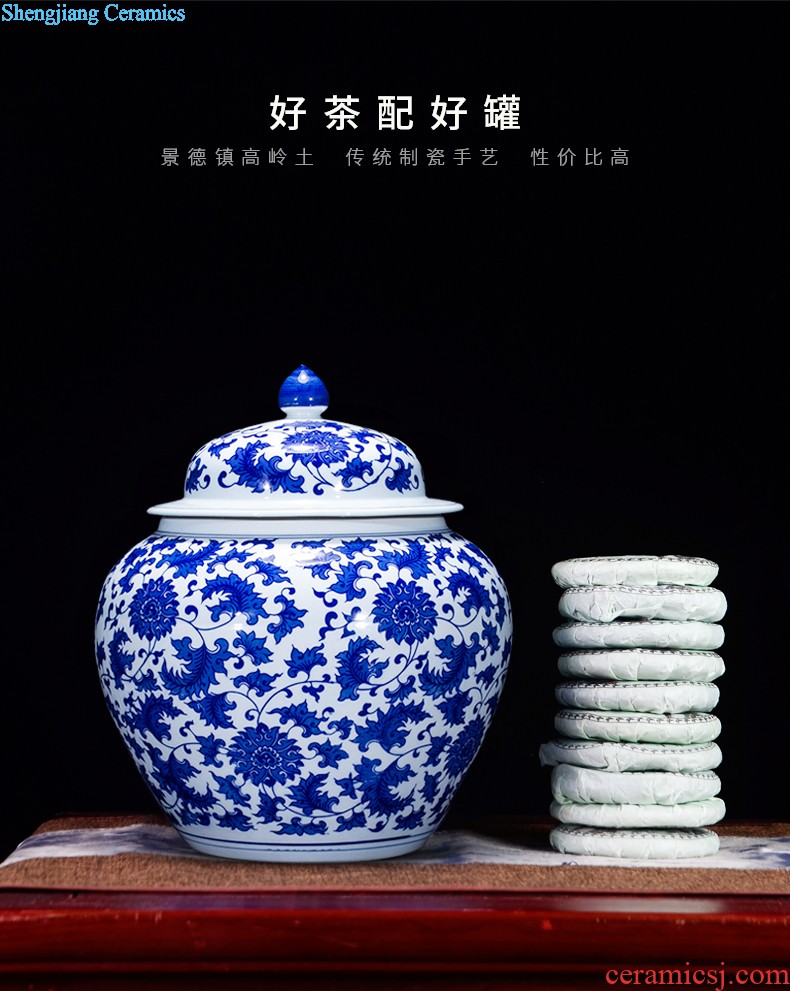 Jingdezhen ceramic hand-painted tank sitting room place the calligraphy and painting cylinder large fish bowl goldfish bowl lotus flower pot FCG