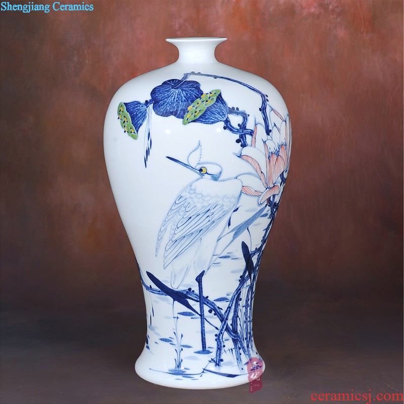 Jingdezhen ceramics hand-painted vases, Chinese style living room TV ark place flower arranging spring brightness household act the role ofing is tasted