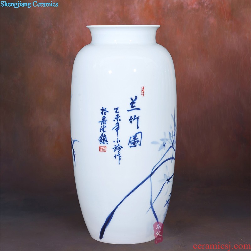 Jingdezhen ceramic hand-painted vases furnishing articles sitting room flower arrangement New Chinese style household act the role ofing is tasted porch TV ark decoration