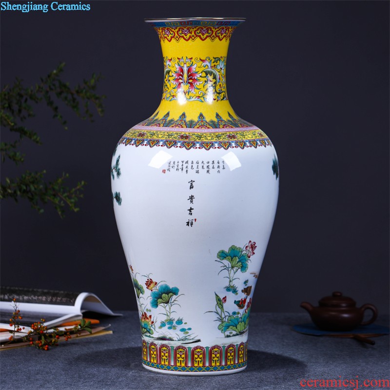 Jingdezhen ceramic glaze crystal crystal red peony vase of large modern home sitting room handicraft decorative furnishing articles