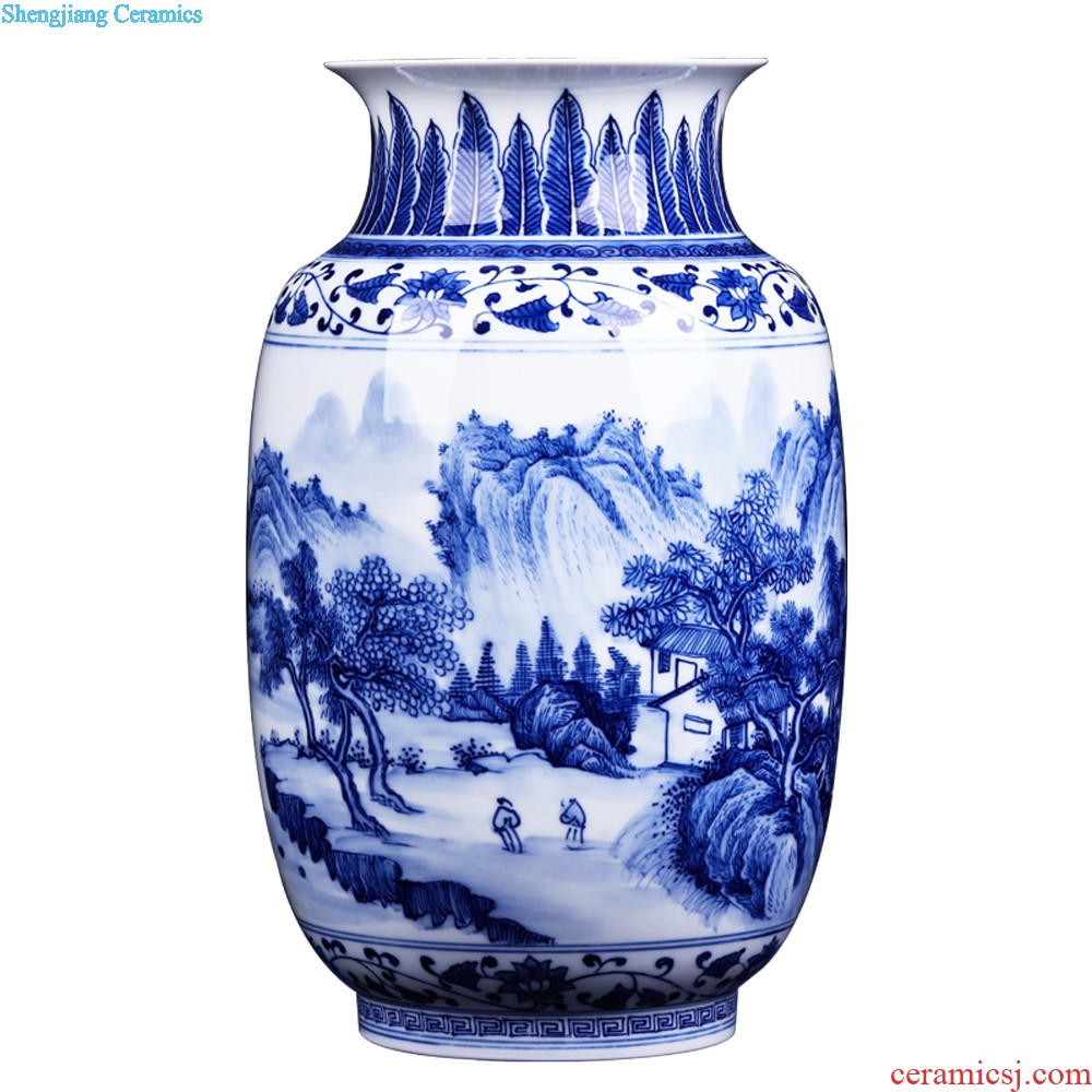 Jingdezhen ceramic storage tank snacks pot cover caddy archaize 20 jins barrel of blue and white porcelain decorative household items