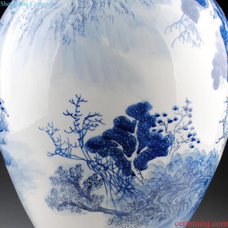 Jingdezhen ceramic aquarium China hand-painted modern Chinese landscape painting cylinder home sitting room adornment ornament