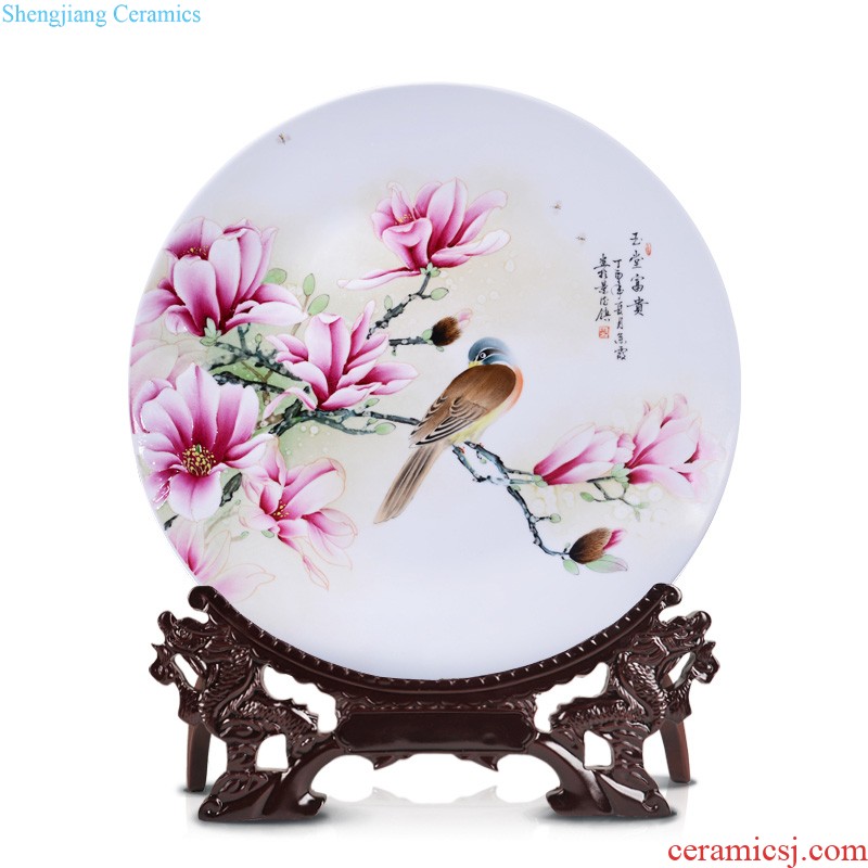 Jingdezhen ceramics hand-painted heavy pastel large-sized caddy Prolong life together auspicious The sitting room adornment is placed