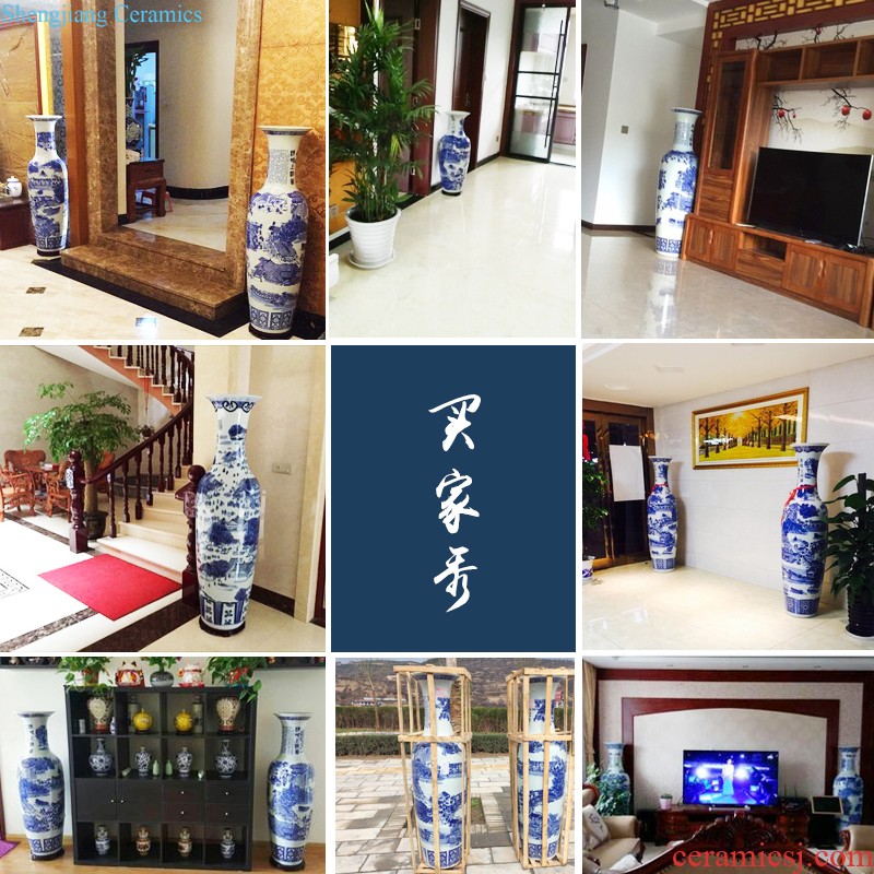 Master of jingdezhen ceramics vase hand-painted shadow blue paint pomegranate bottles of Chinese style living room decoration office furnishing articles