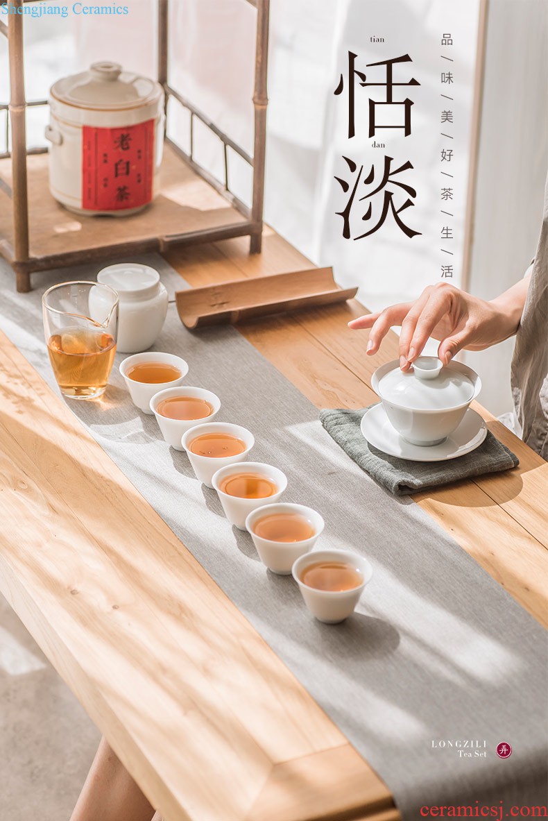 Ceramic tea set suit household contracted and contemporary Chinese tea, kungfu tea sets tea cup gift cups