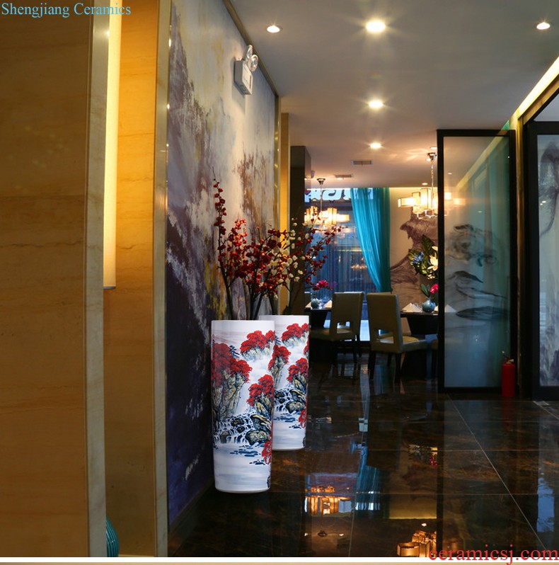 Jingdezhen ceramics of large vase of Chinese antique hand-painted fangming general blue cans sitting room adornment is placed