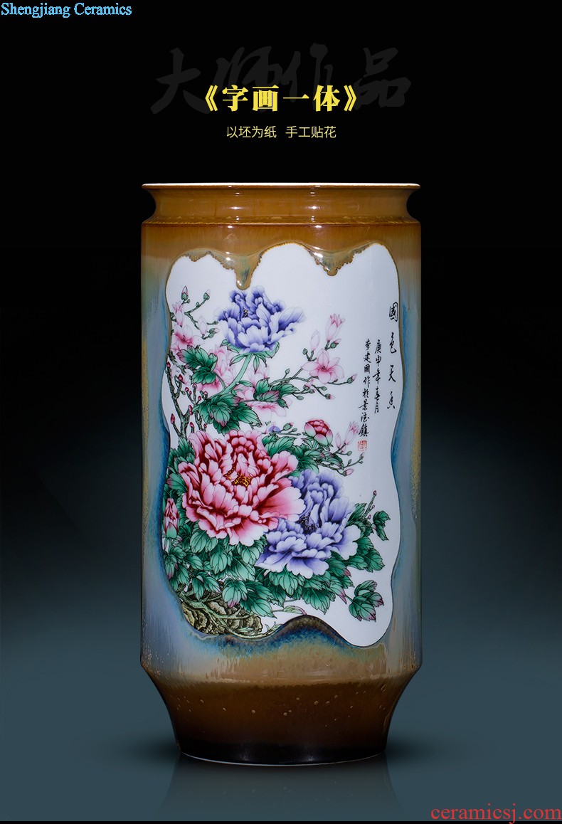 Jingdezhen ceramics famous hand-painted flower arranging device of blue and white porcelain vase furnishing articles rich ancient frame sitting room decoration