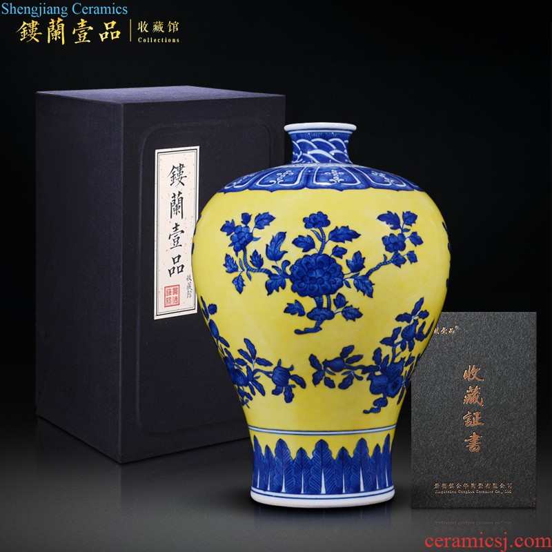 Jingdezhen ceramics imitation qing qianlong cornucopia ears dragon cylinder new Chinese vase sitting room aquarium furnishing articles writing brush washer