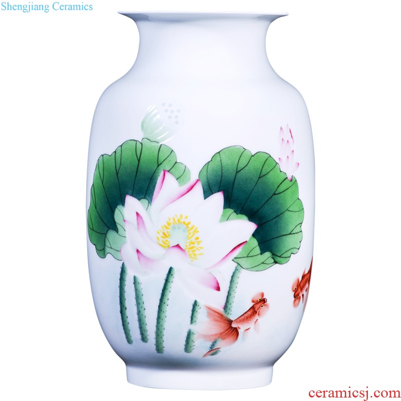 Jingdezhen ceramics hand-painted heavy industry offering blue dress painting of flowers and Chinese style household adornment rich ancient frame vase furnishing articles