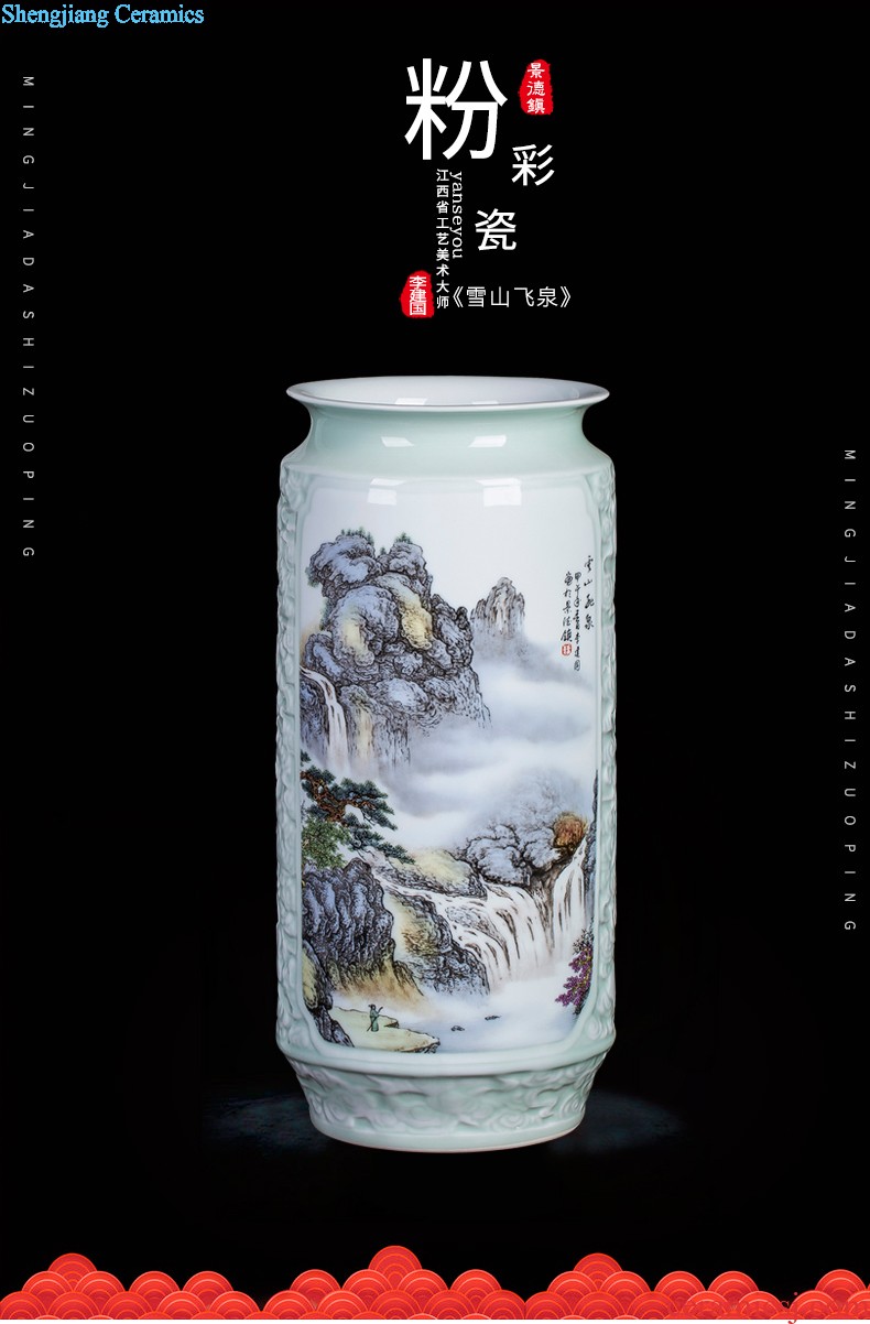 Jingdezhen ceramics vase sitting room place famous master hand draw pastel rich ancient frame home decoration decoration