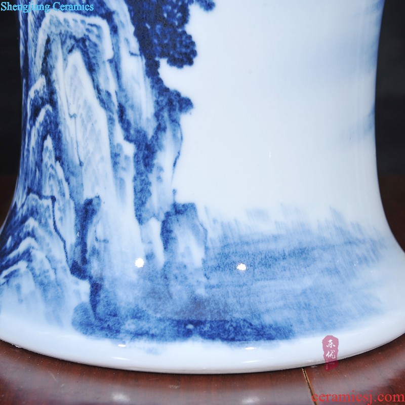 Hand-painted dragon hang dish of blue and white porcelain of jingdezhen ceramics Sit plate of the sitting room of Chinese style household decorative plate is placed