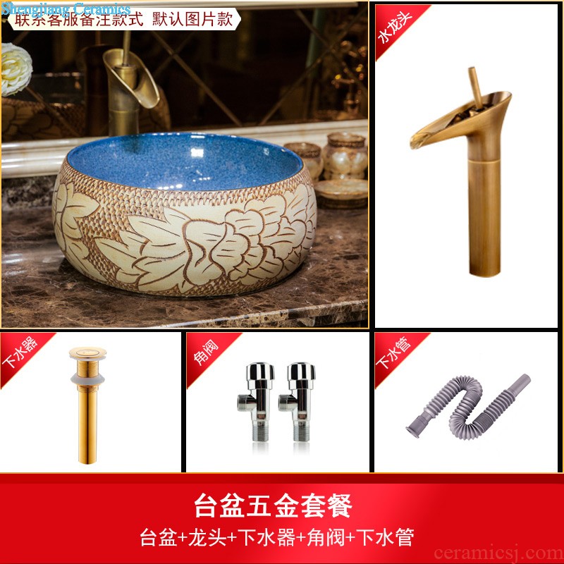 Koh larn qi stage basin sink ceramic lavatory hexagonal art to the basin that wash a face imitation marble basin toilet