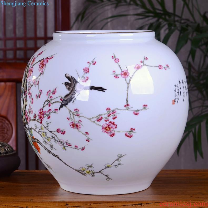 Large vase large hand-painted porcelain of jingdezhen ceramics new Chinese style household living room TV cabinet decoration