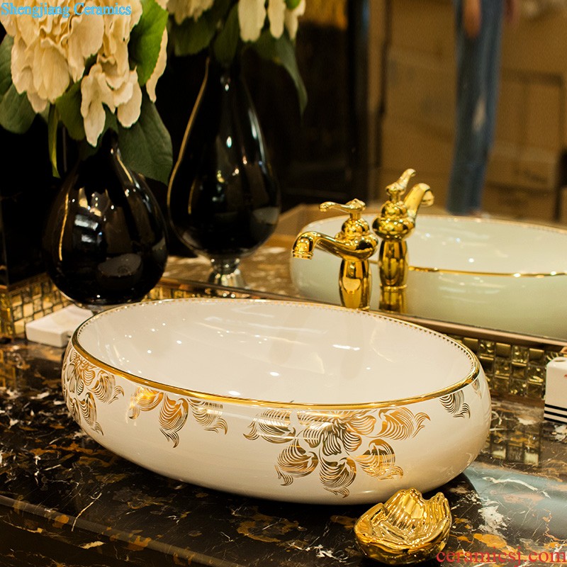 Koh larn, qi stage basin to jingdezhen ceramic lavabo that defend bath lavatory basin art boat form gold peony