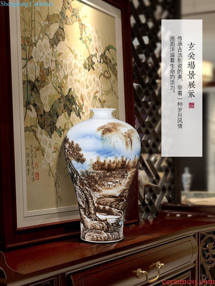 Jingdezhen blue and white youligong ceramics imitation qing qianlong vase four big sitting room decorative home furnishing articles collection