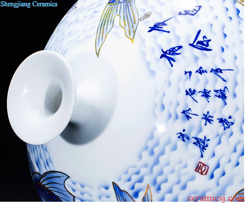 Jingdezhen ceramics hand-painted color ink landscape painting of large vase sitting room place hotel css0 ornament