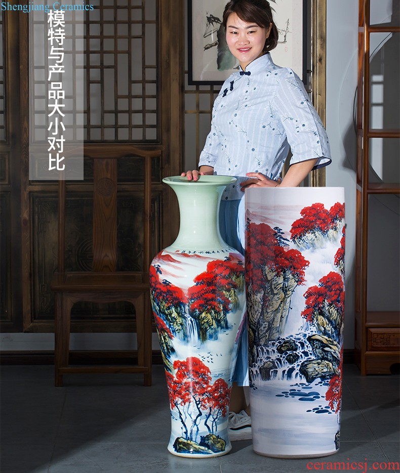 Jingdezhen ceramics of large vase of Chinese antique hand-painted fangming general blue cans sitting room adornment is placed