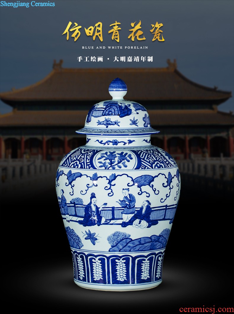 Sf48 jingdezhen ceramics color ink landscape high white clay ground big vase sitting room adornment rural furnishings