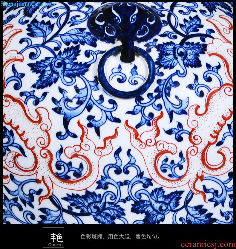 Jingdezhen ceramics of large vases, large hand-painted scenery sitting room of Chinese style household decorations manual quiver