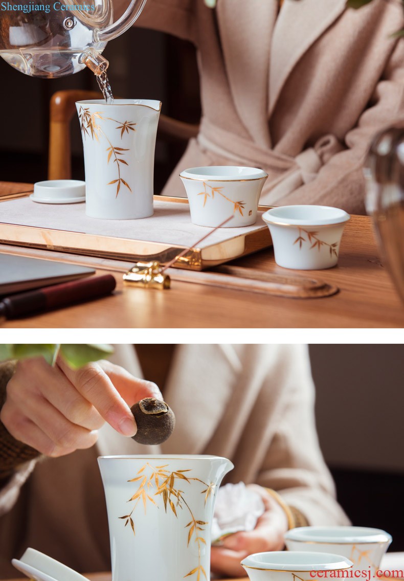 Household white porcelain tea cups of jingdezhen ceramic large single cup kung fu tea set personal sample tea cup cup a single master