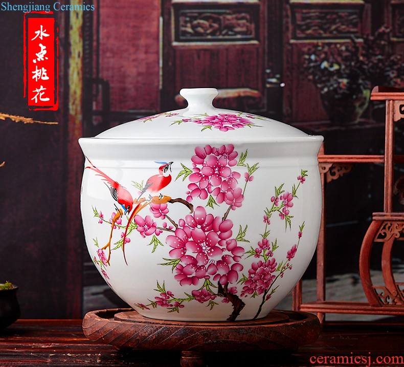 Merry jingdezhen porcelain ceramic barrel 10 jins 20 jins magnesium 2 ricer box pickles pickled meat jar with cover money-box