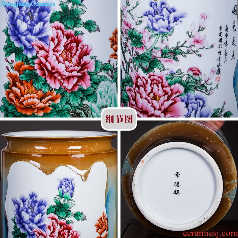 Jingdezhen ceramics famous hand-painted flower arranging device of blue and white porcelain vase furnishing articles rich ancient frame sitting room decoration