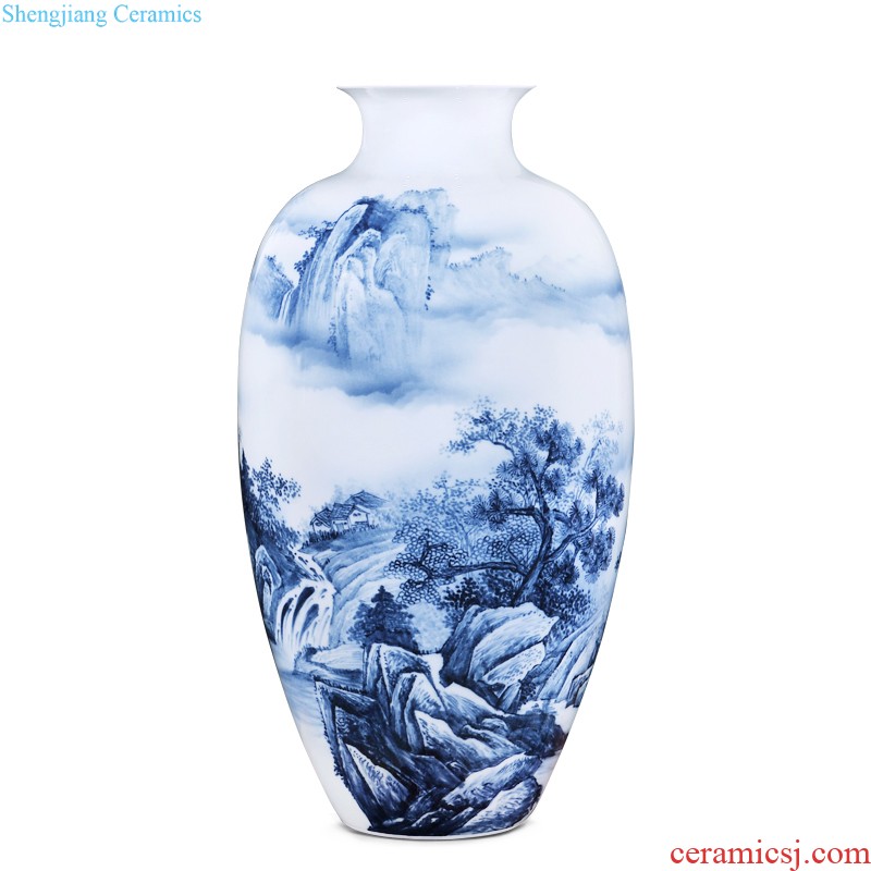 Jingdezhen ceramics imitation qing qianlong pastel auspicious ears big vase sitting room home decoration collection furnishing articles