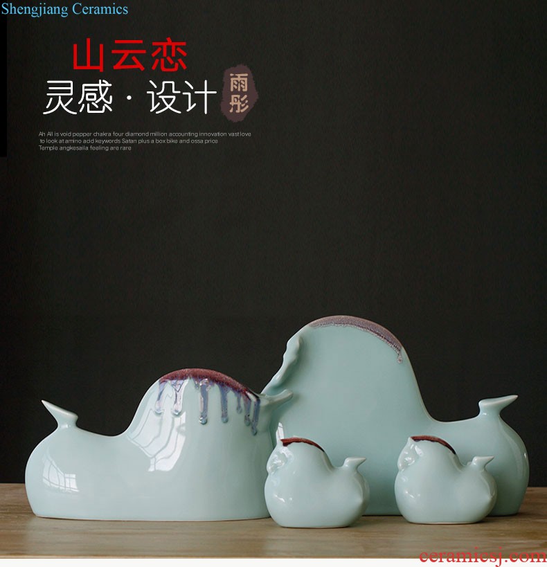 The rain tong household | hand knead shadow celadon porcelain bird Jingdezhen ceramics by hand furnishing articles process