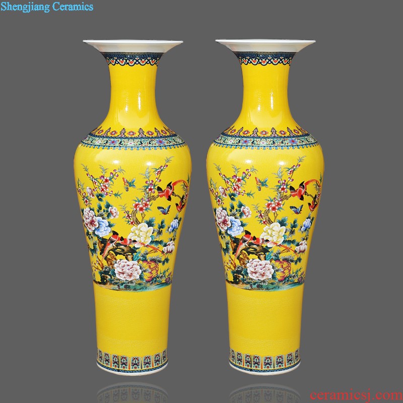 Jingdezhen ceramic furnishing articles hand-painted large ground vase quiver tube of the sitting room of Chinese style household decorations study