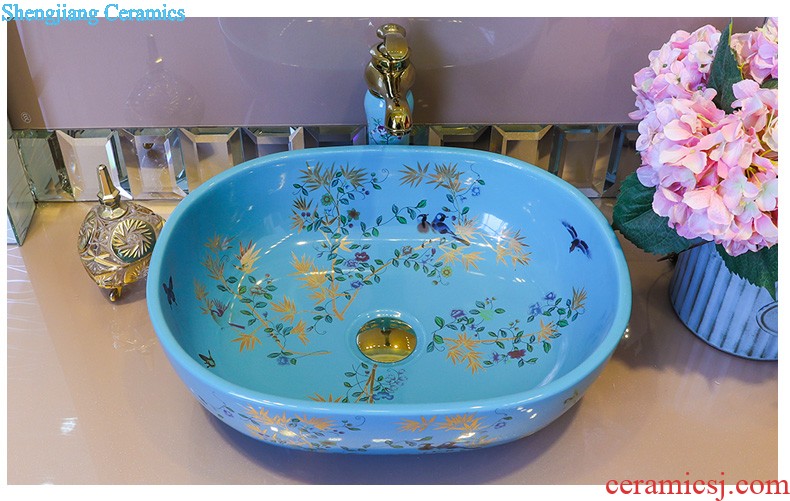 Koh larn, qi ceramic undercounter lavabo lavatory art basin of the basin that wash a face Taichung basin elliptical platinum peony