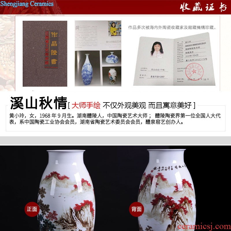 Jingdezhen ceramics vase Famous hand painted peony large bottle of new Chinese style living room decoration housewarming furnishing articles